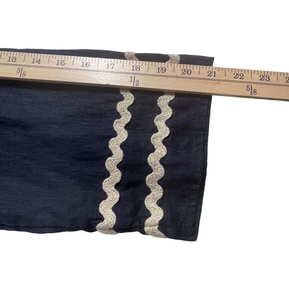 CHICO'S Rick Rack Trim Blouse Top Size 3 Size 16 Linen V-Neck Long Sleeve Navy - Picture 11 of 15